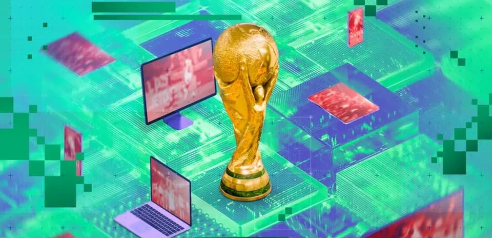 Trophée de la Coupe du Monde avec écrans numériques