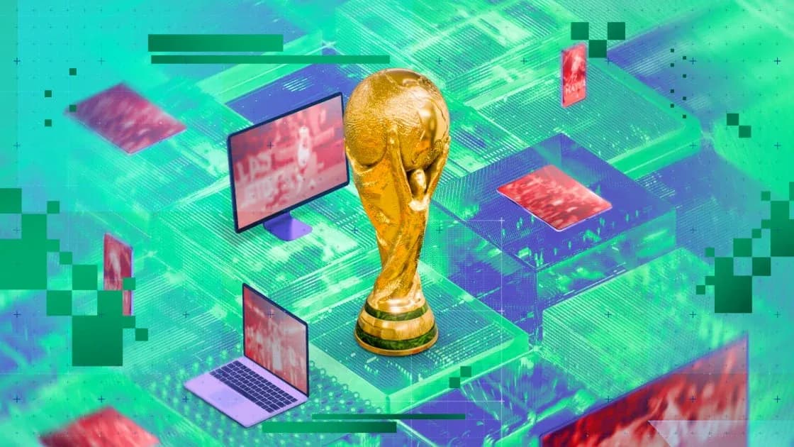 Trophée de la Coupe du Monde avec écrans numériques