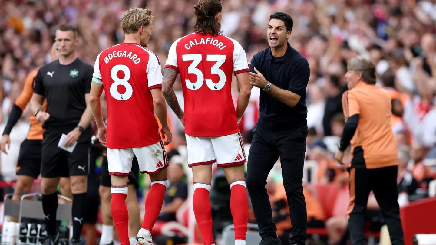 Mikel Arteta instructing players during a match