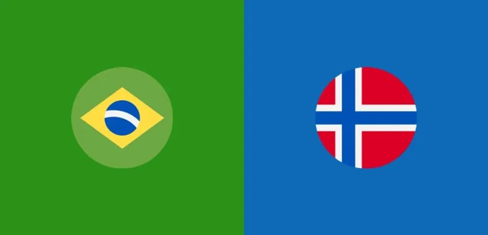 Drapeaux du Brésil et de la Norvège côte à côte
