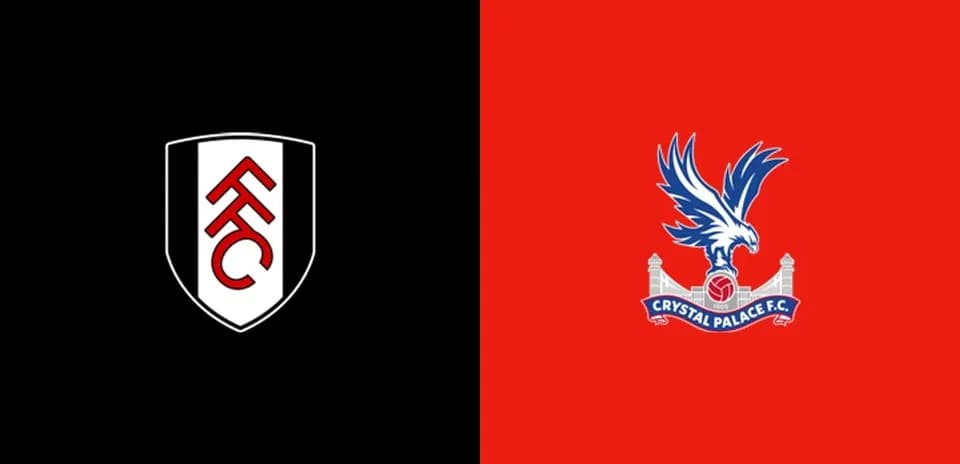 Logos de Fulham et Crystal Palace sur fond noir et rouge