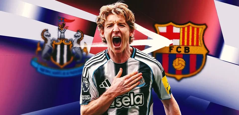 Joueur de Newcastle célébrant avec des logos de clubs