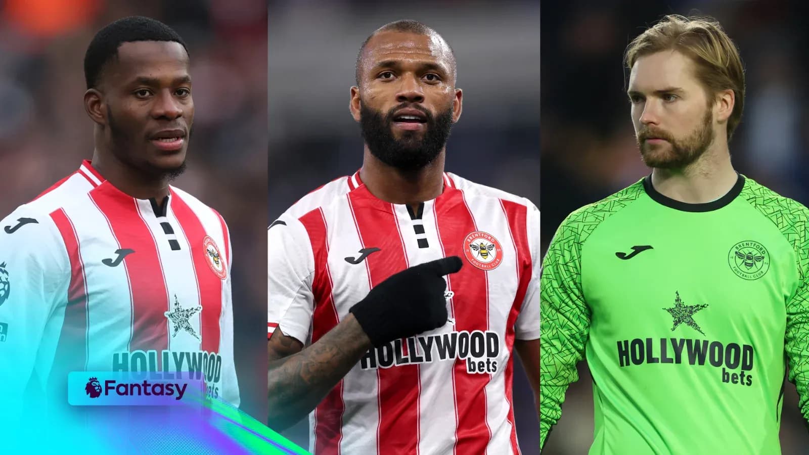 Trois joueurs de Brentford en tenue de match