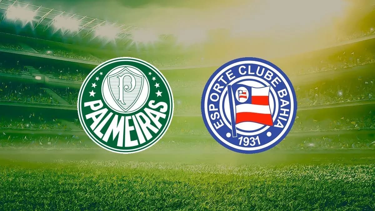 Logos de Palmeiras et Bahia sur fond de stade
