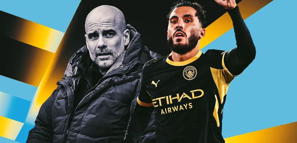 Pep Guardiola and player celebrating during match