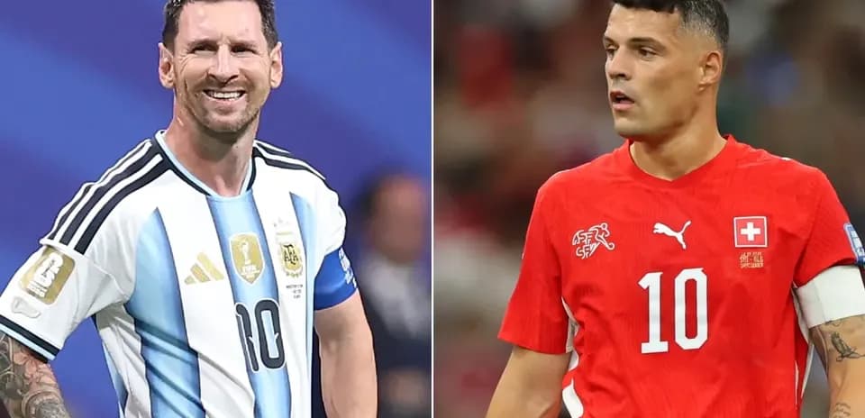 Lionel Messi et Granit Xhaka lors du match