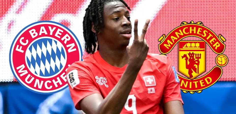 Joueur en maillot suisse faisant un geste, logos en arrière-plan