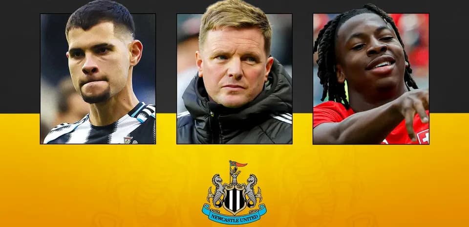 Trois portraits de joueurs et entraîneur de Newcastle United
