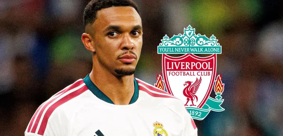 Joueur en maillot avec logo de Liverpool en arrière-plan