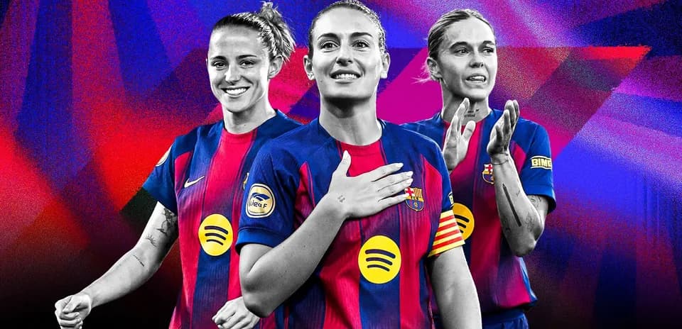 Trois joueuses du FC Barcelone en tenue d'équipe