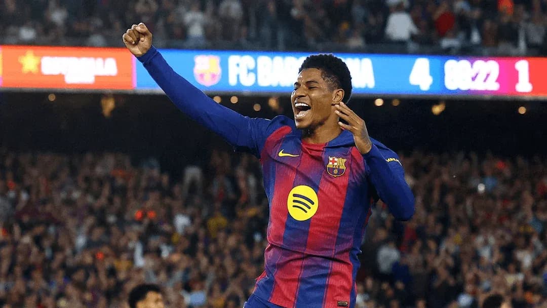 Joueur de Barcelone célébrant un but au stade