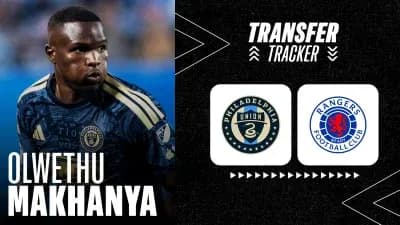 Olwethu Makhanya avec logos de Philadelphia Union et Rangers