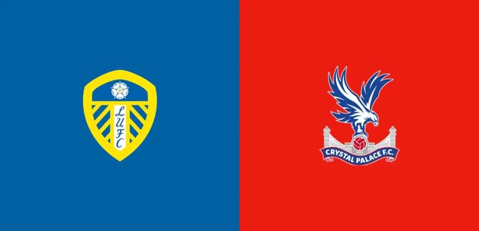Logos de Leeds United et Crystal Palace sur fond coloré