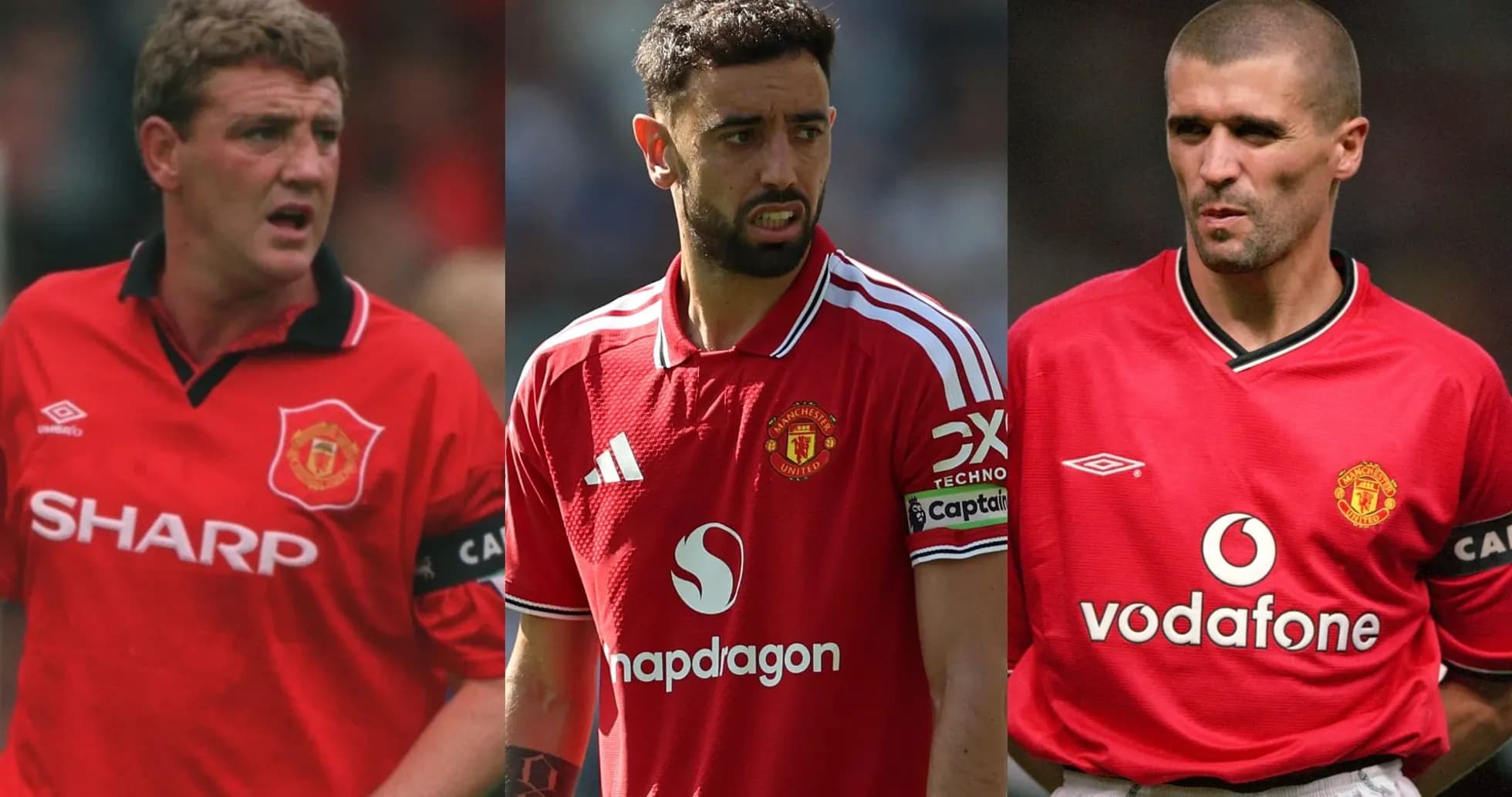 Trois joueurs de Manchester United en maillot rouge