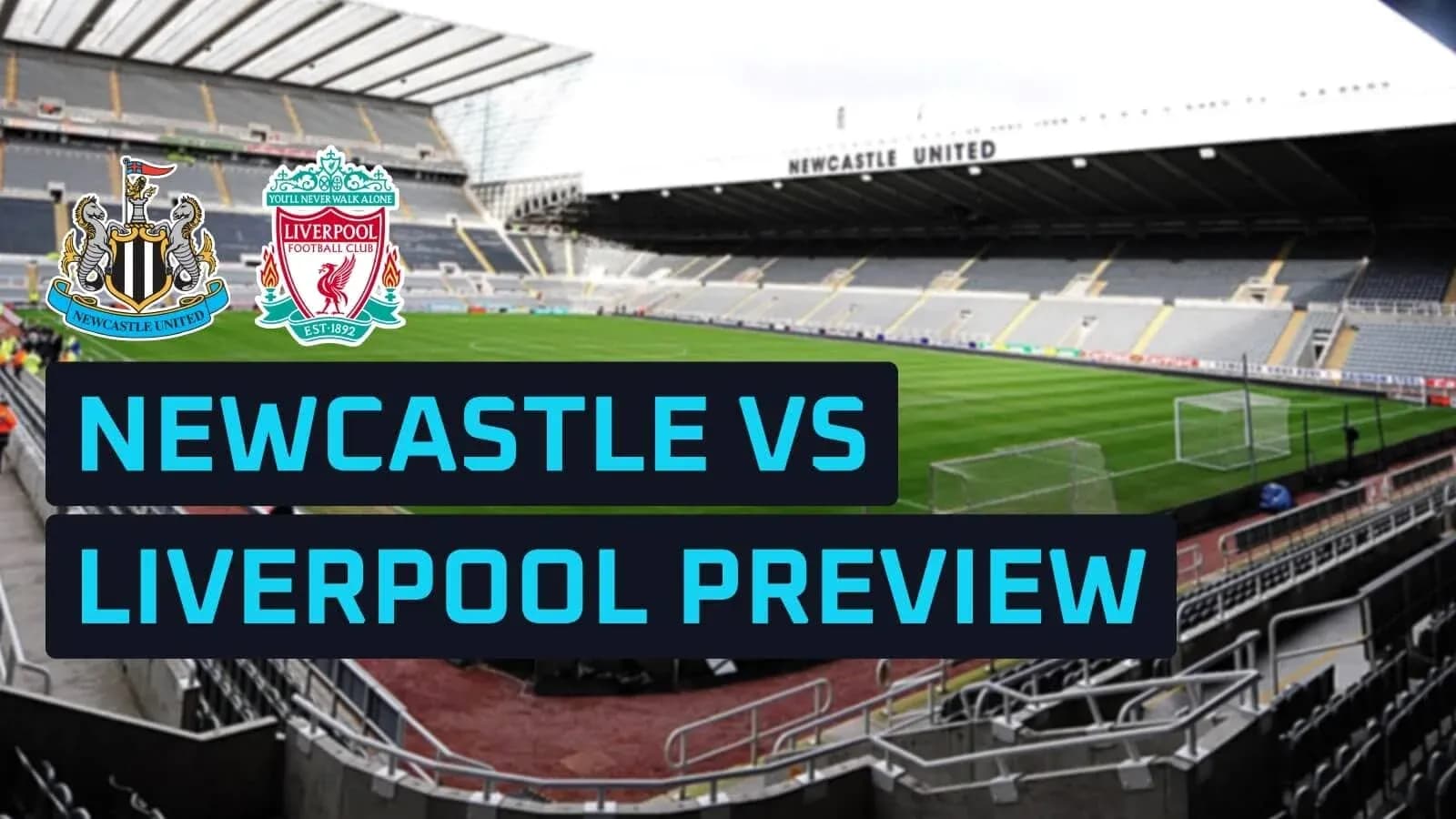 Stade de Newcastle avec logos de Newcastle et Liverpool