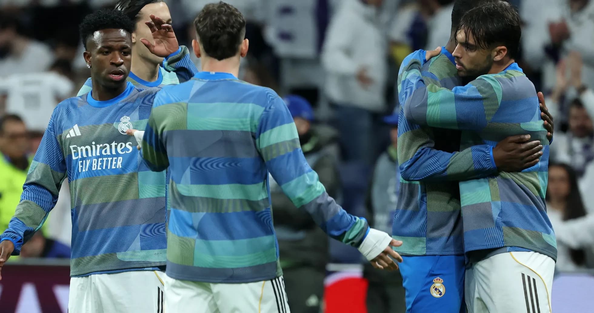 Joueurs du Real Madrid s'échauffant avant le match