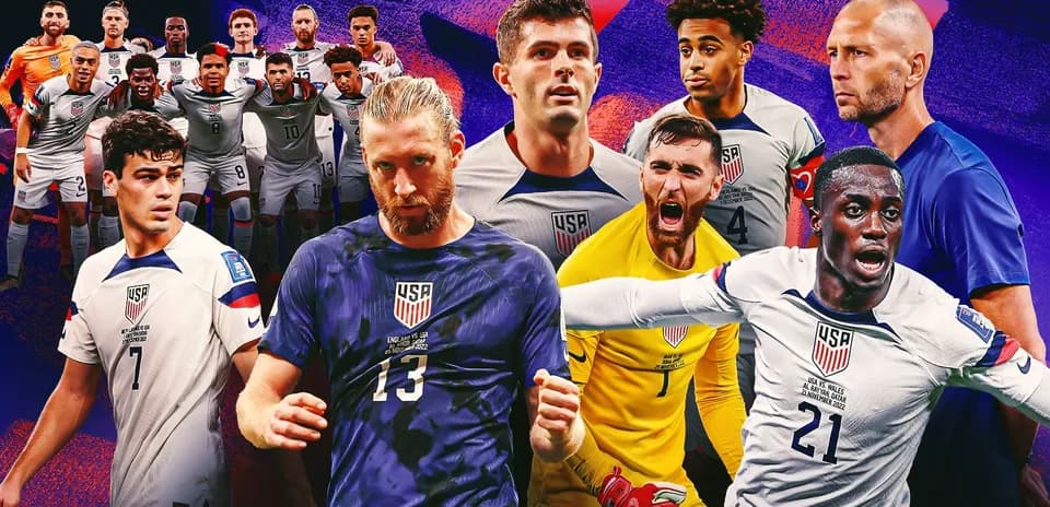 Équipe nationale des États-Unis en formation avec joueurs