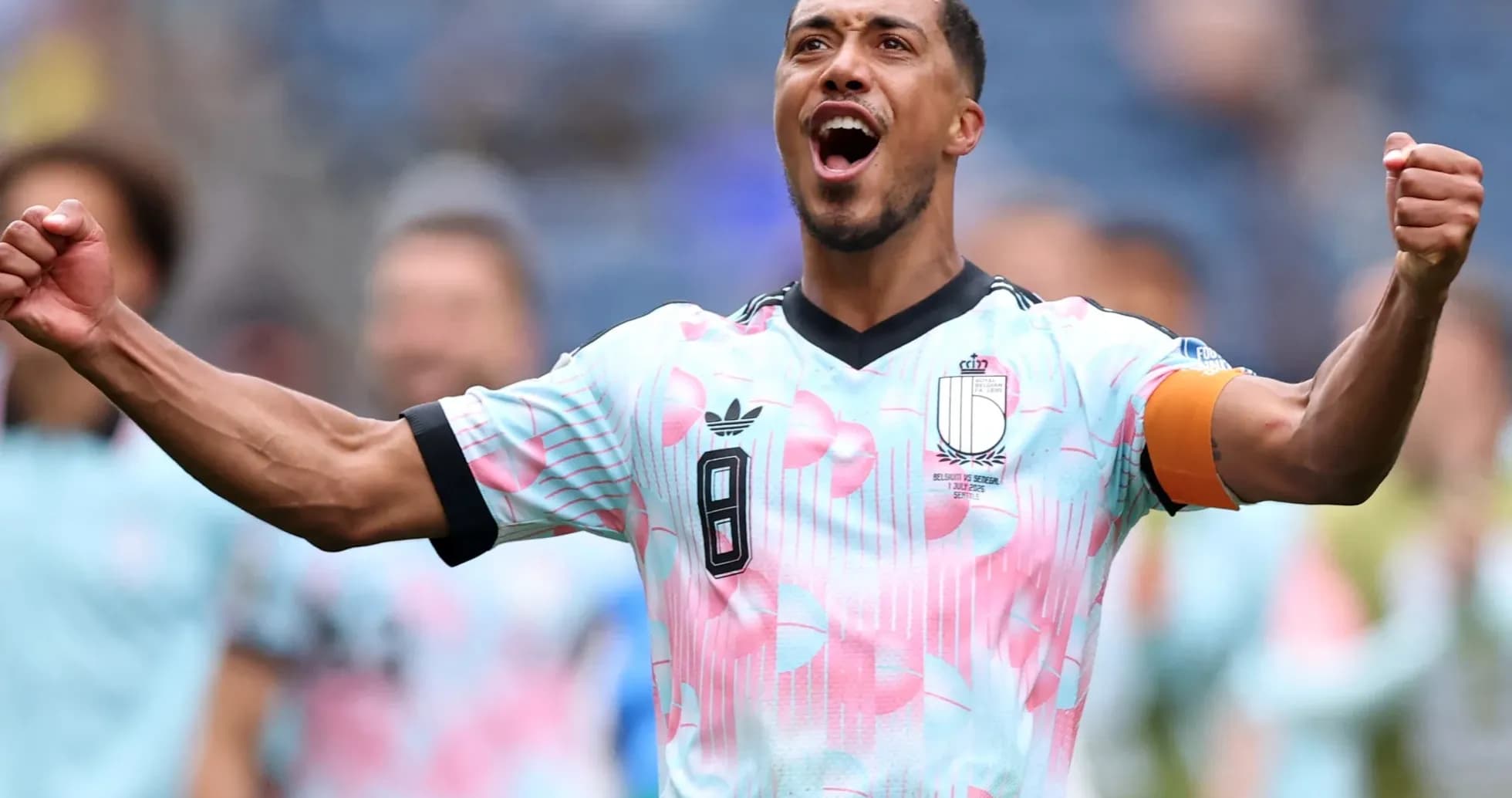 Joueur belge célébrant une victoire au match