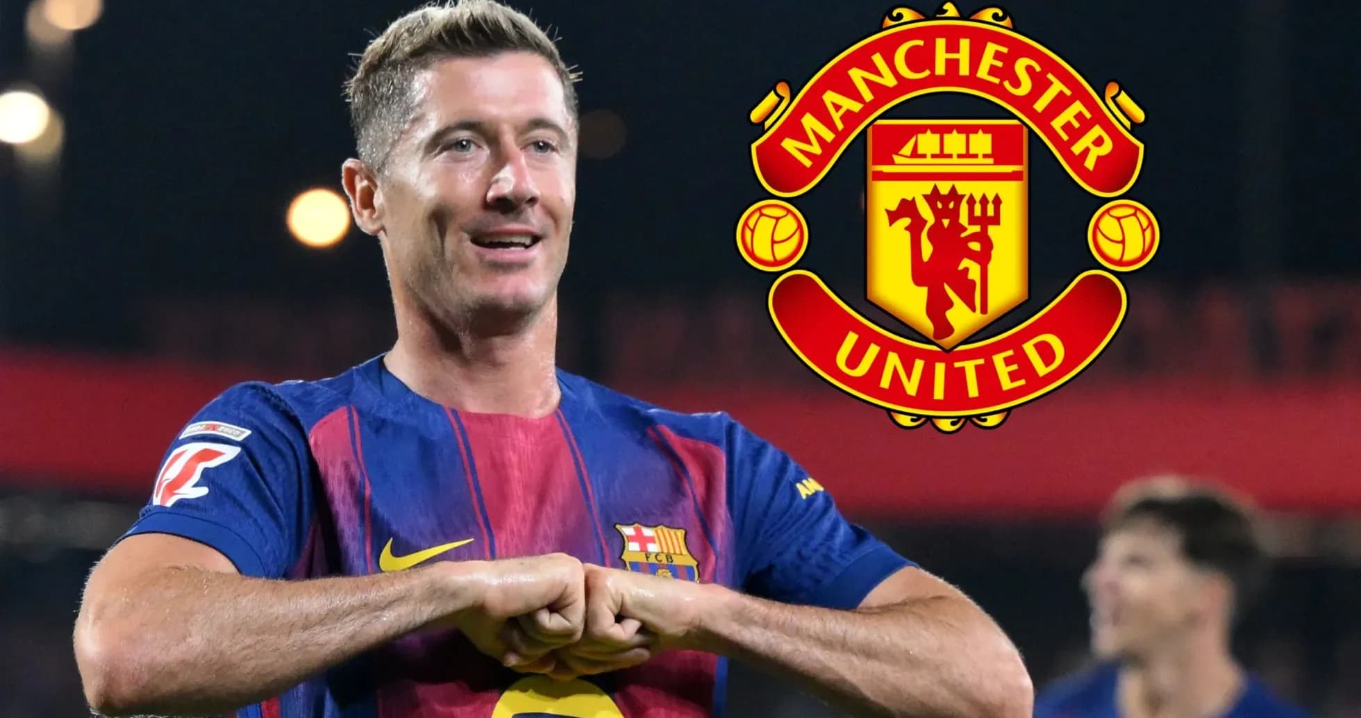 Joueur célébrant avec le maillot du FC Barcelone