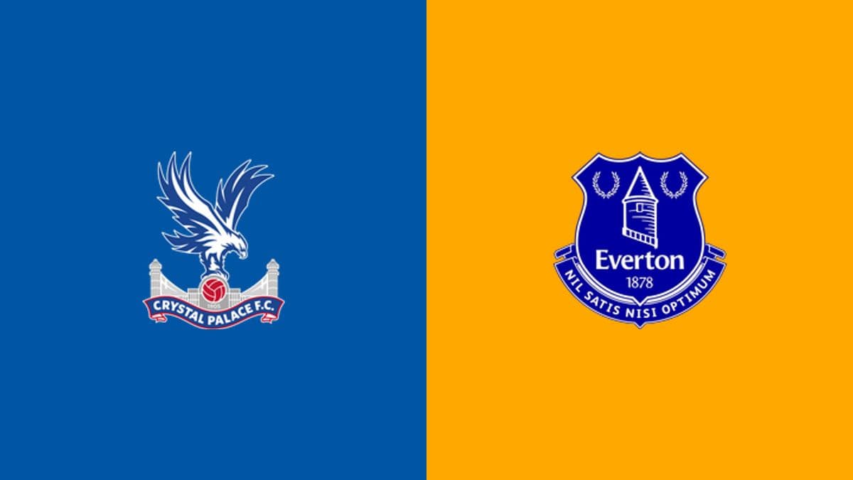 Logos de Crystal Palace et Everton sur fonds colorés