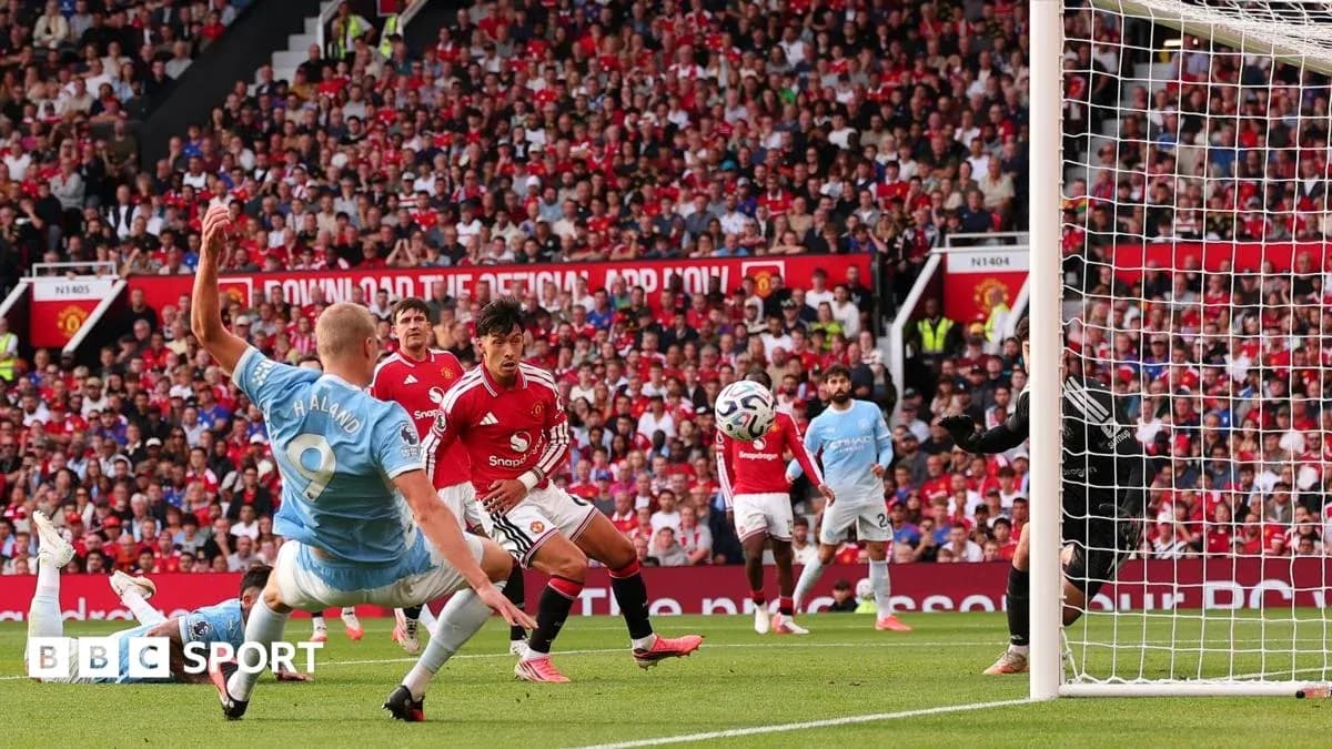 Haaland attempting a shot on goal during match