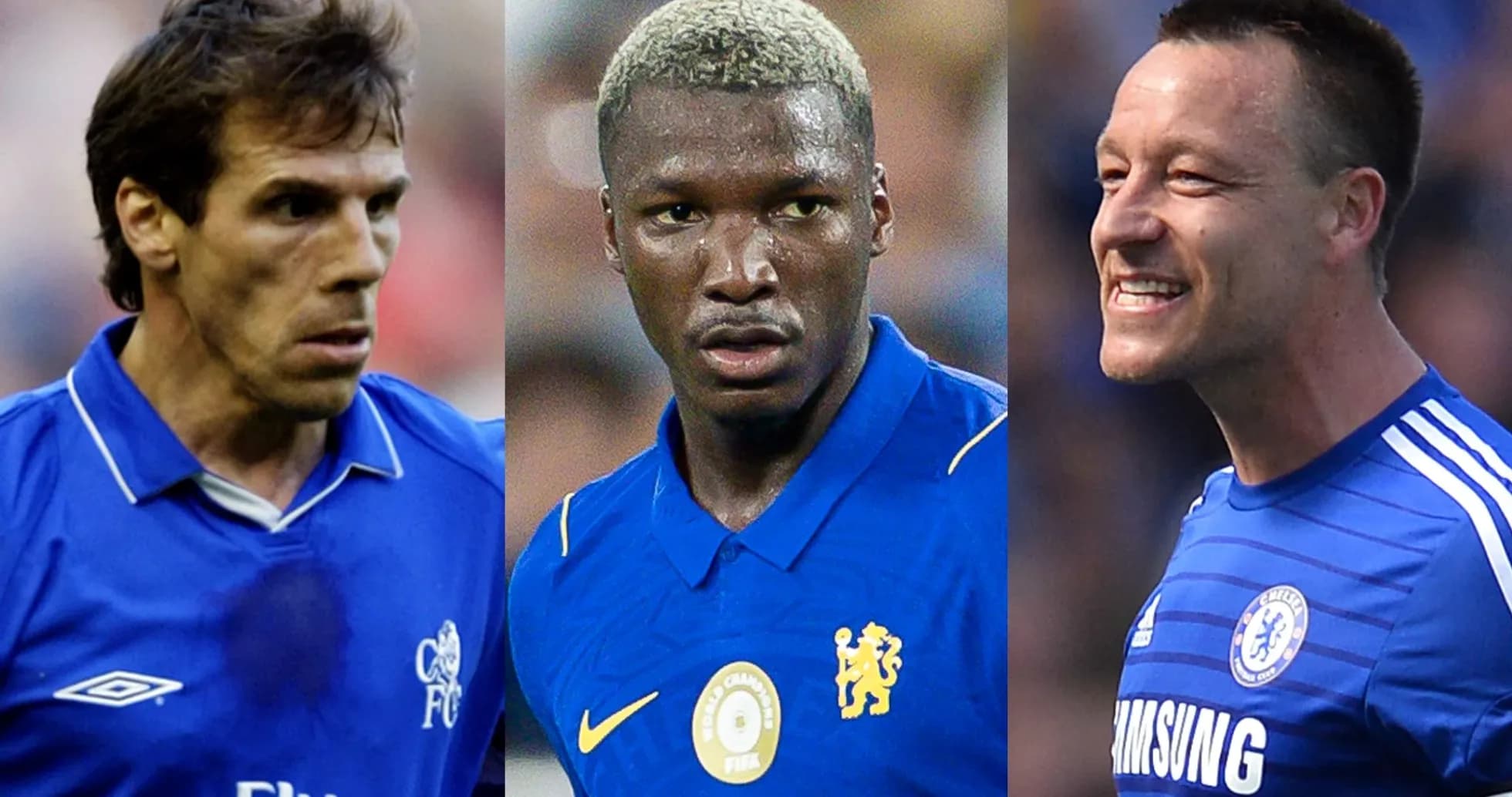 Trois joueurs de Chelsea en maillots bleus