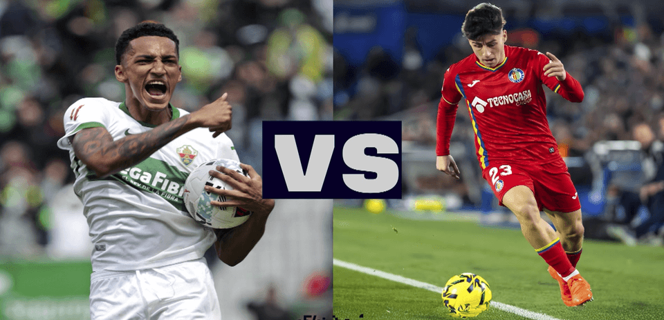 Joueurs d'Elche et Getafe en action