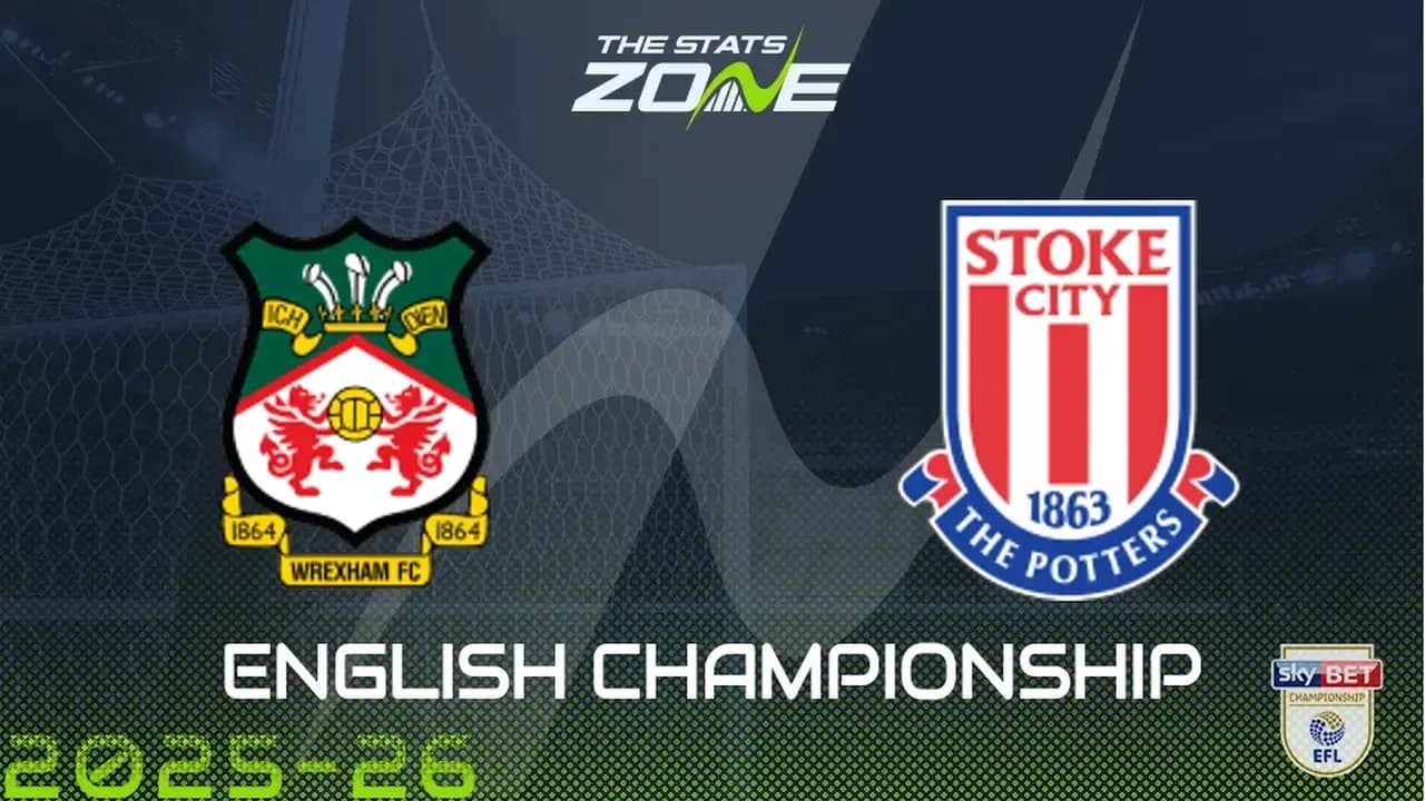 Logos de Wrexham FC et Stoke City avec texte anglais