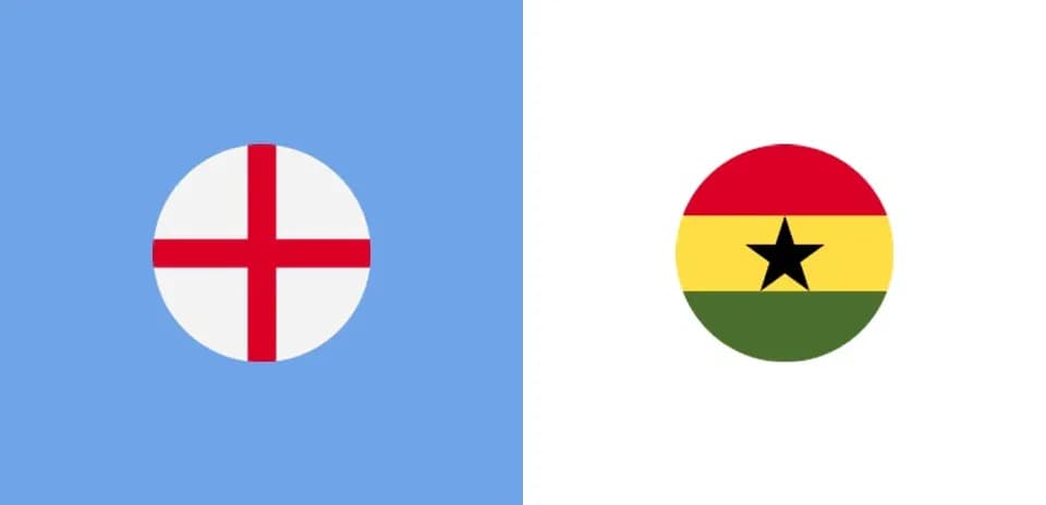 Drapeaux stylisés de l'Angleterre et du Ghana