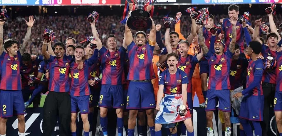 Joueurs du FC Barcelone célébrant la victoire