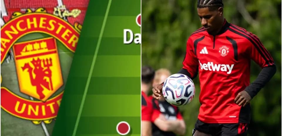 Joueur de Manchester United s'entraînant avec un ballon