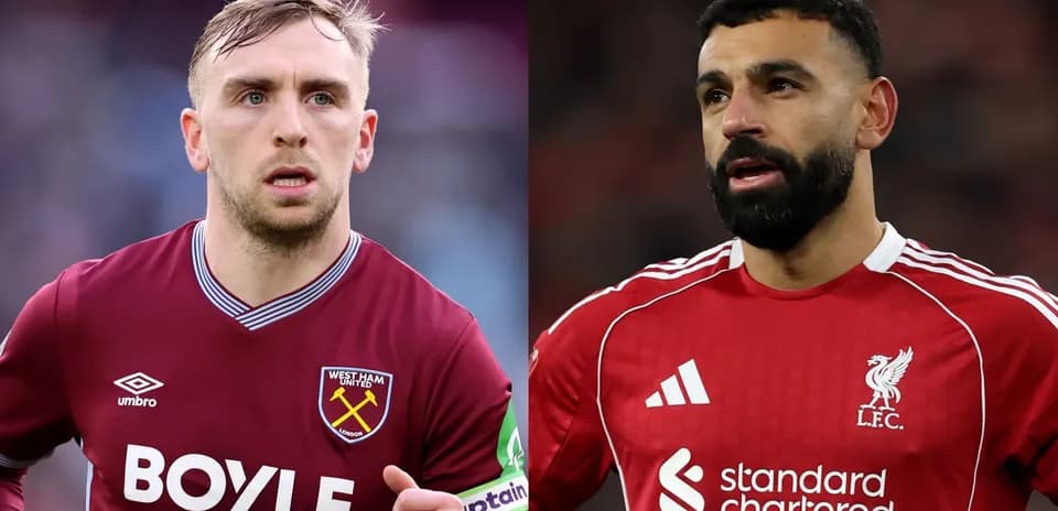 Joueurs de West Ham et Liverpool en action
