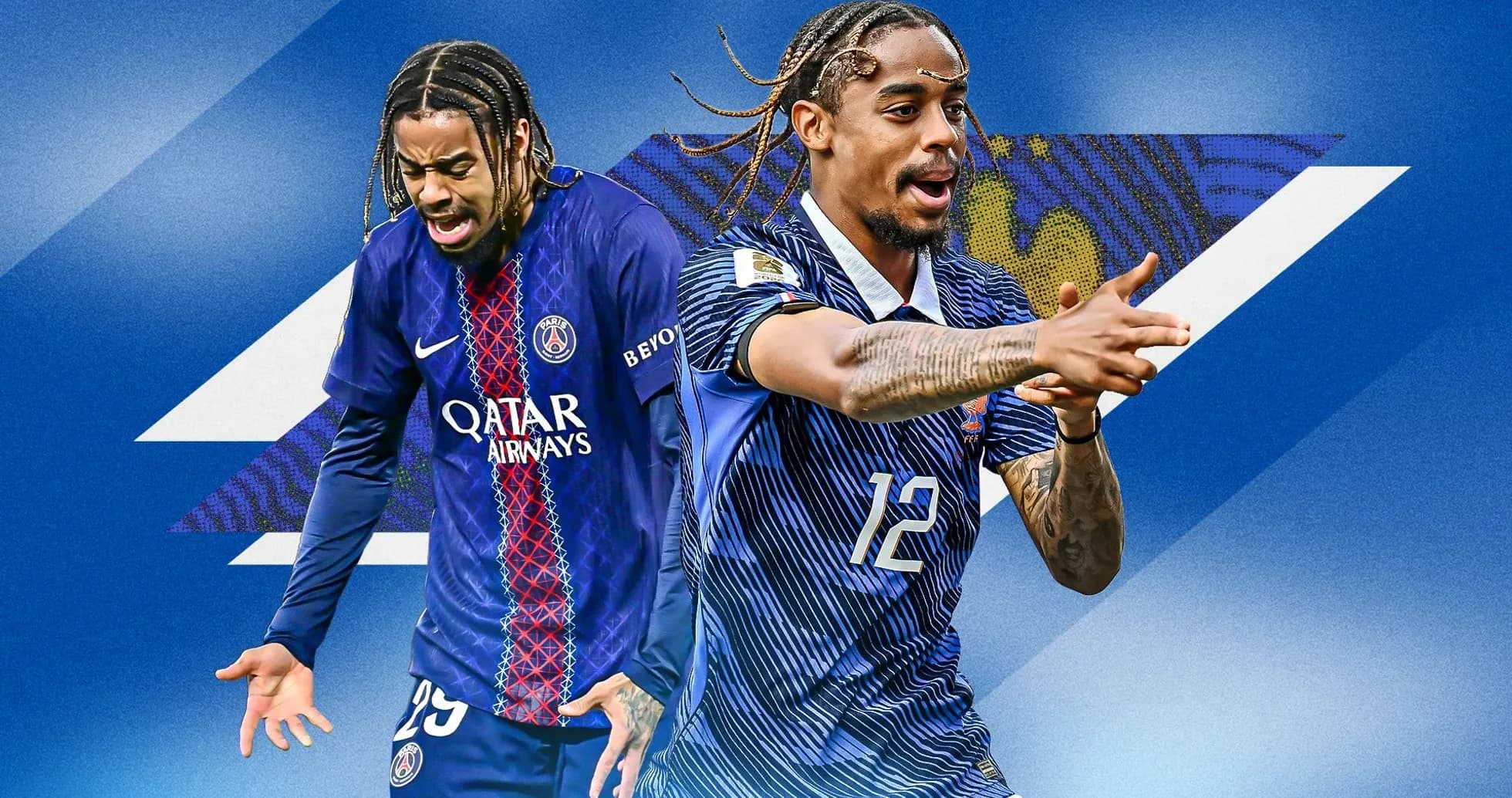 Joueur de PSG et joueur de l'équipe nationale posant