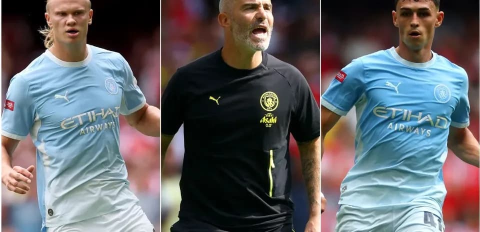 Joueurs de Manchester City sur le terrain