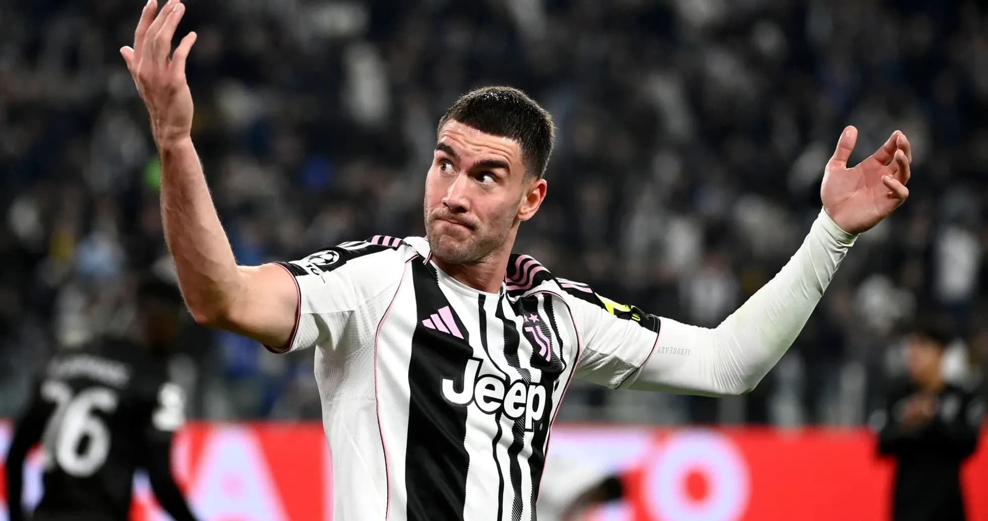 Joueur de la Juventus gesticulant sur le terrain