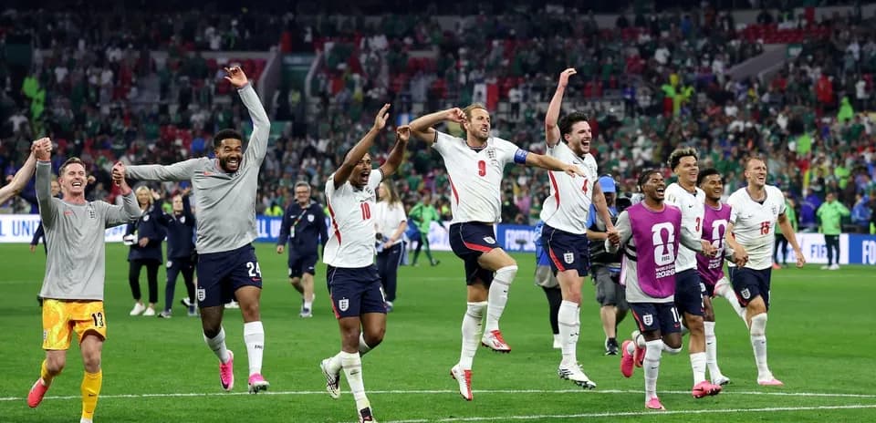 Joueurs anglais célébrant après la victoire