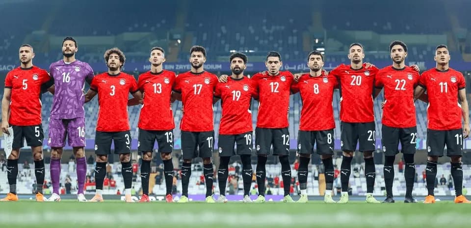 Équipe d'Égypte alignée avant le match
