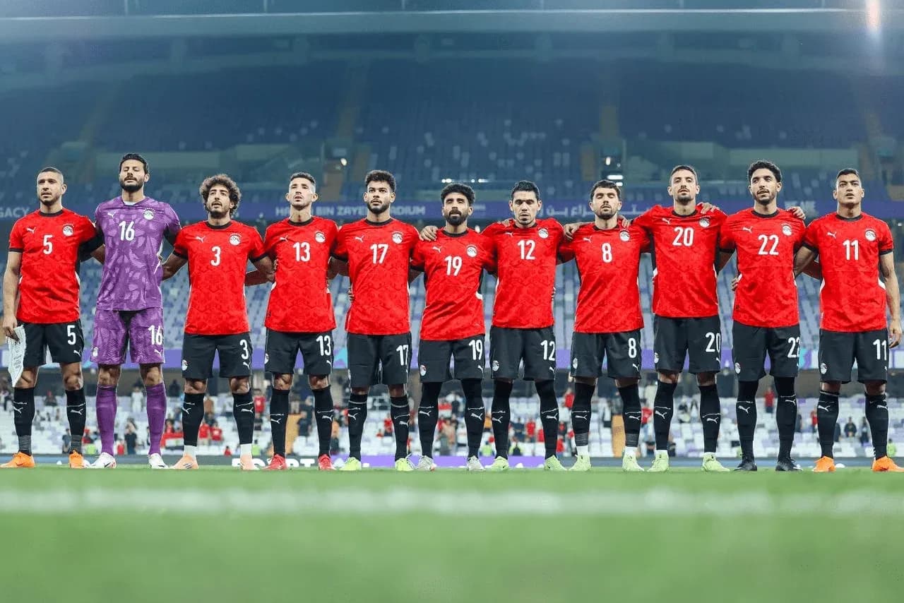 Équipe d'Égypte alignée avant le match