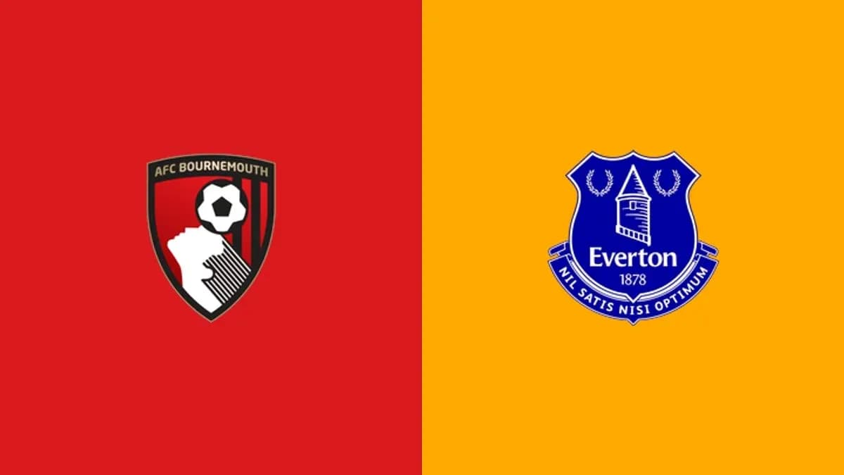 Logos d'AFC Bournemouth et d'Everton sur fond coloré