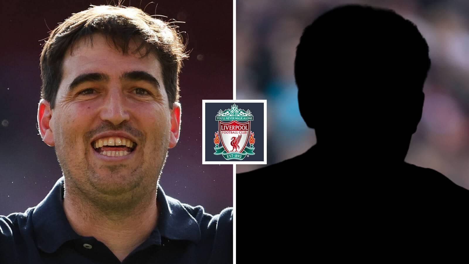 Entraîneur souriant avec logo de Liverpool en arrière-plan