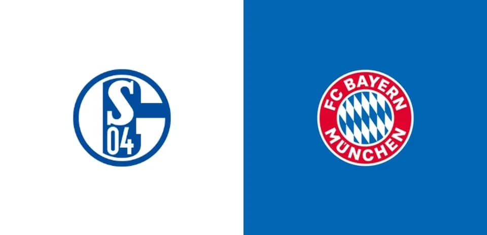 Logos de Schalke 04 et Bayern Munich sur fond coloré