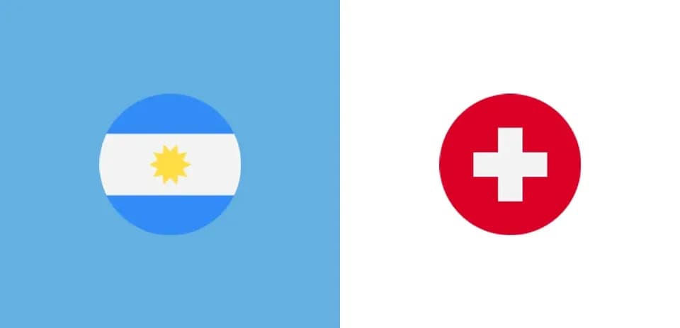 Drapeaux de l'Argentine et de la Suisse côte à côte