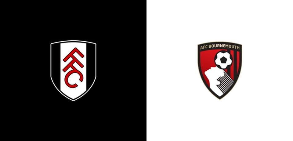 Logos de Fulham et AFC Bournemouth sur fond contrasté