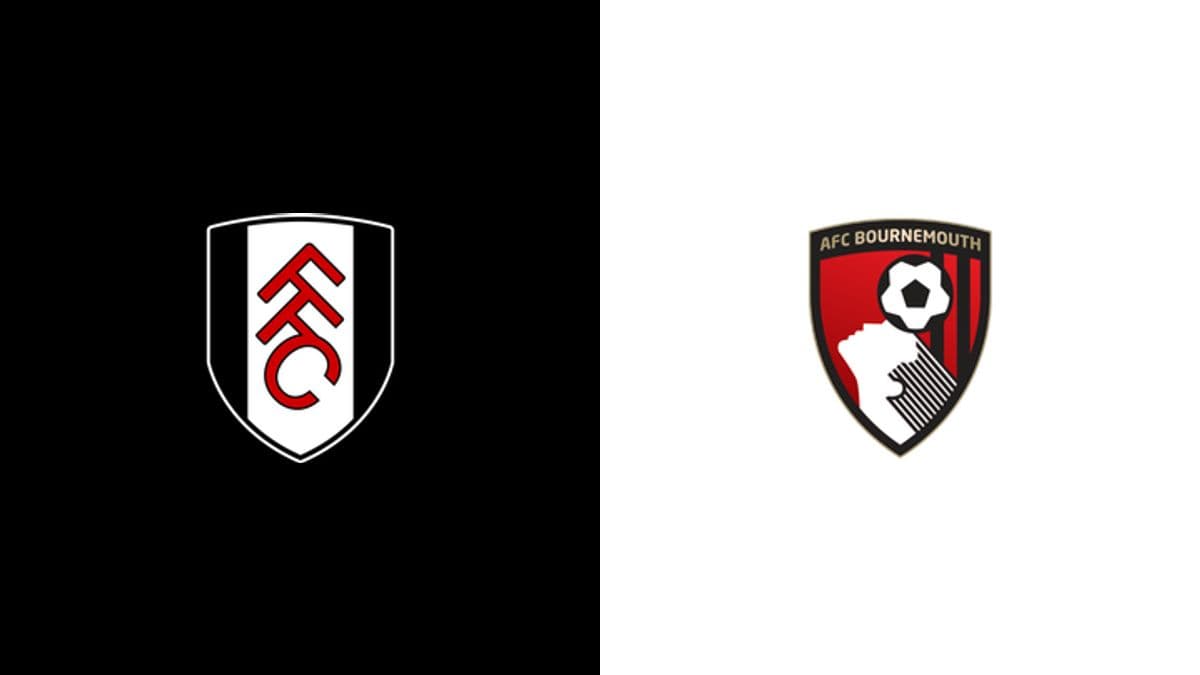 Logos de Fulham et AFC Bournemouth sur fond contrasté