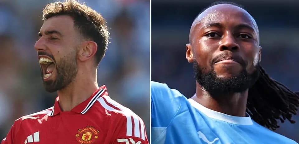 Bruno Fernandes et joueur de Manchester City célébrant