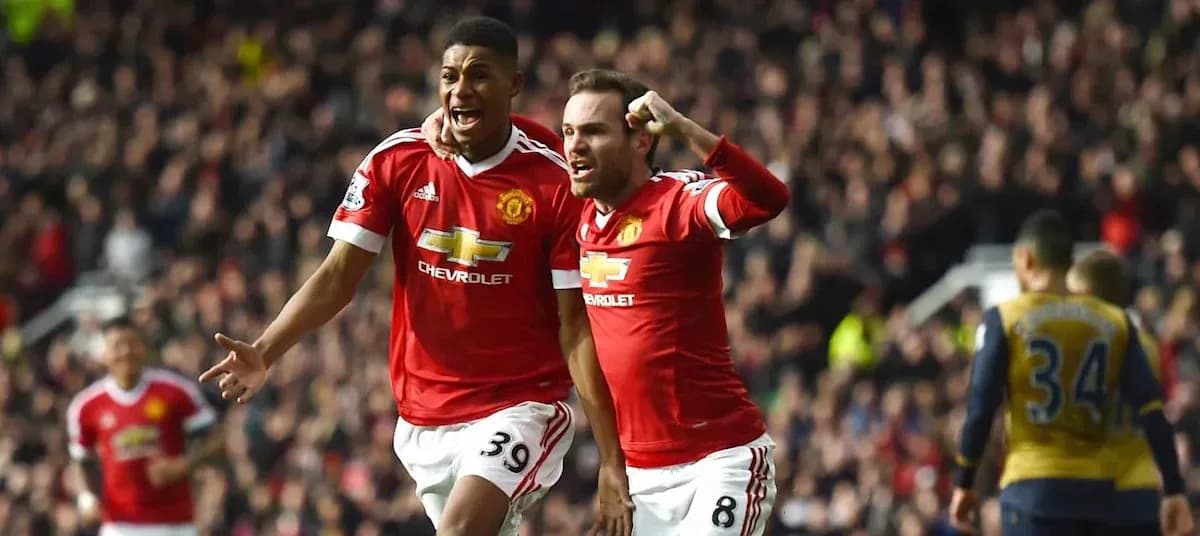 Joueurs de Manchester United célébrant un but