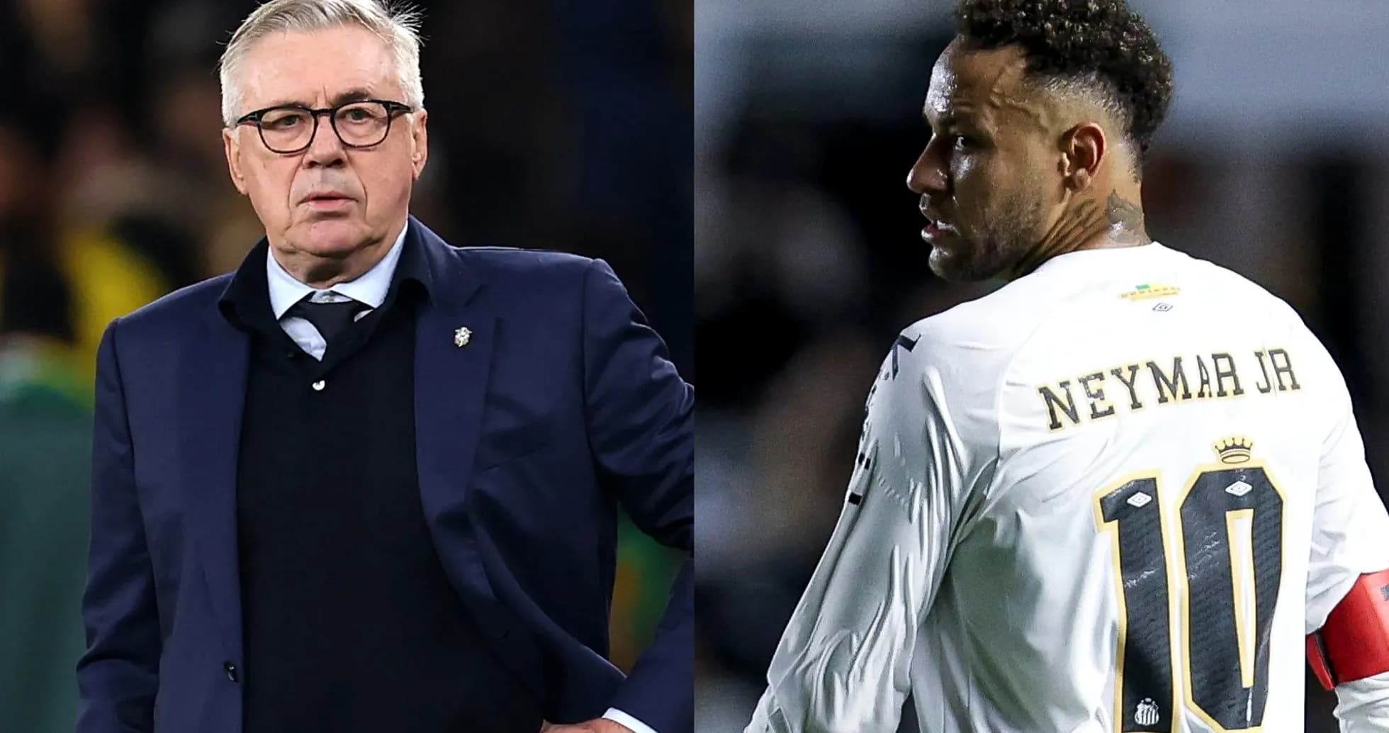 Carlo Ancelotti et Neymar Jr. sur le terrain