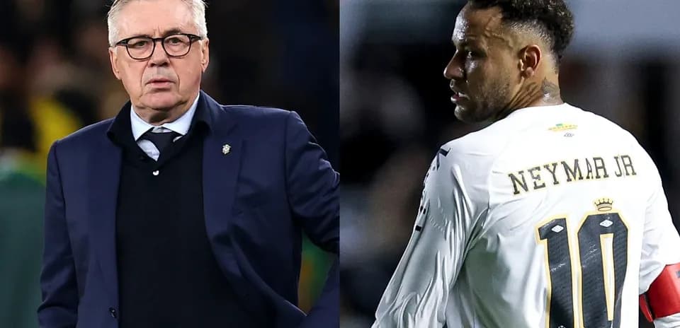 Carlo Ancelotti et Neymar Jr. sur le terrain
