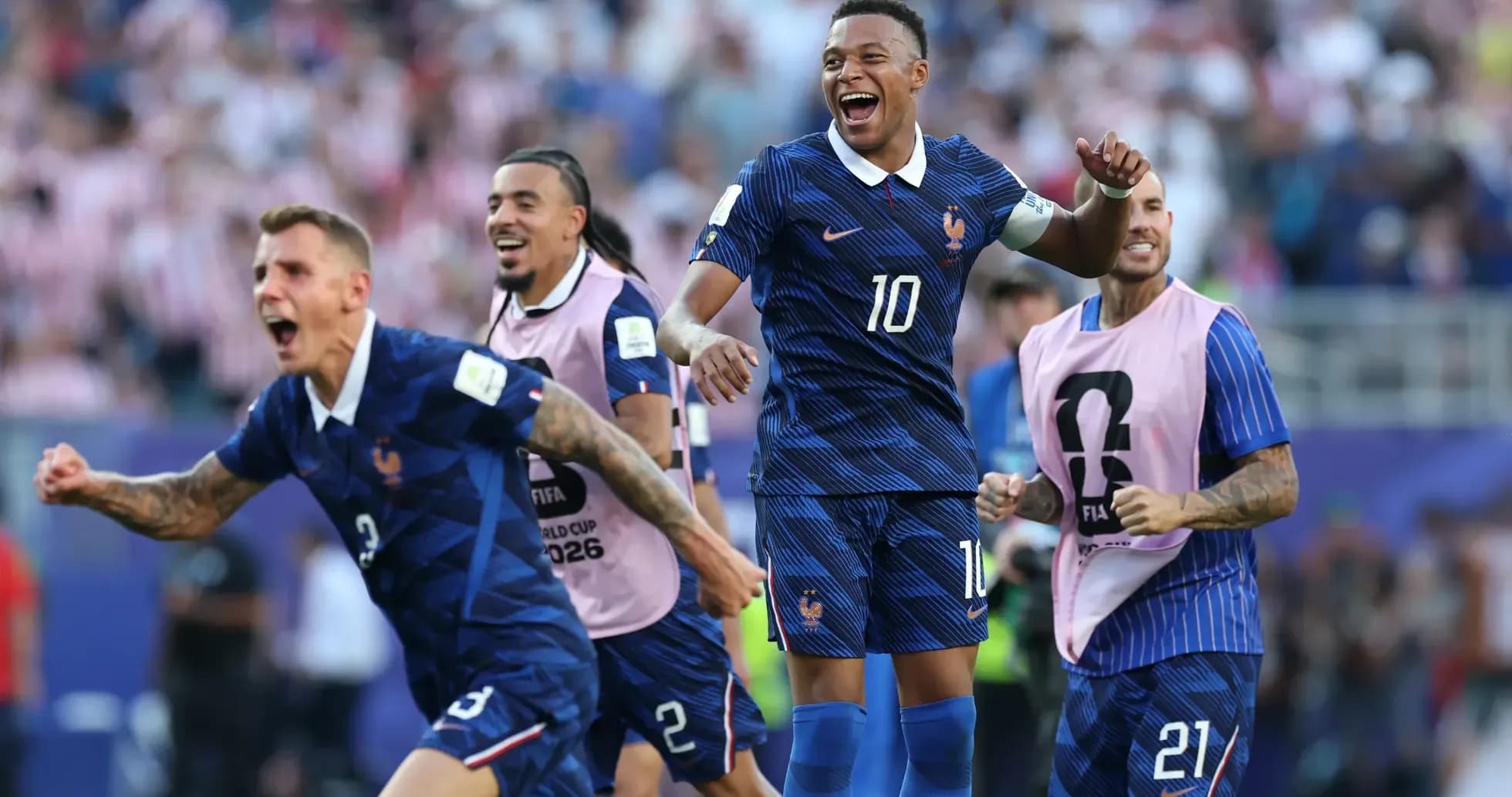Joueurs de France célébrant un but au mondial
