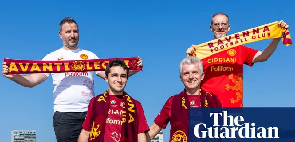 Supporters holding scarves for Ravenna Football Club